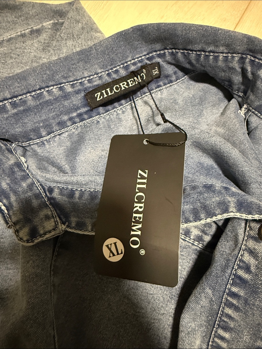 ZILCREMO Denim Short Sleeve and Short Set of 2 - Light Blue Wash - Picture 2 of 12